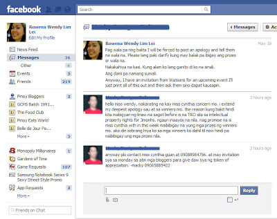 Facebook Message Screencap