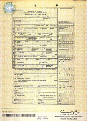 NSO birth certificate