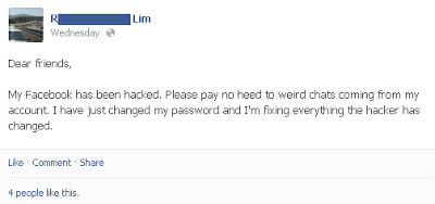Hacked Facebook account