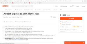 Klook Airport Express and MTR Pass
