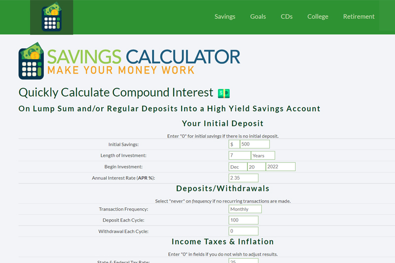 Savings Calculator